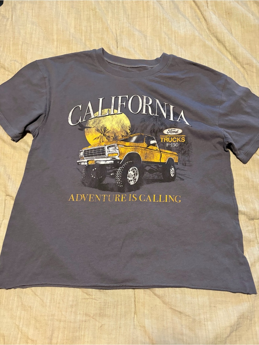 Hybrid Apparel California Graphic Crop Top in Charcoal with Yellow Truck Print